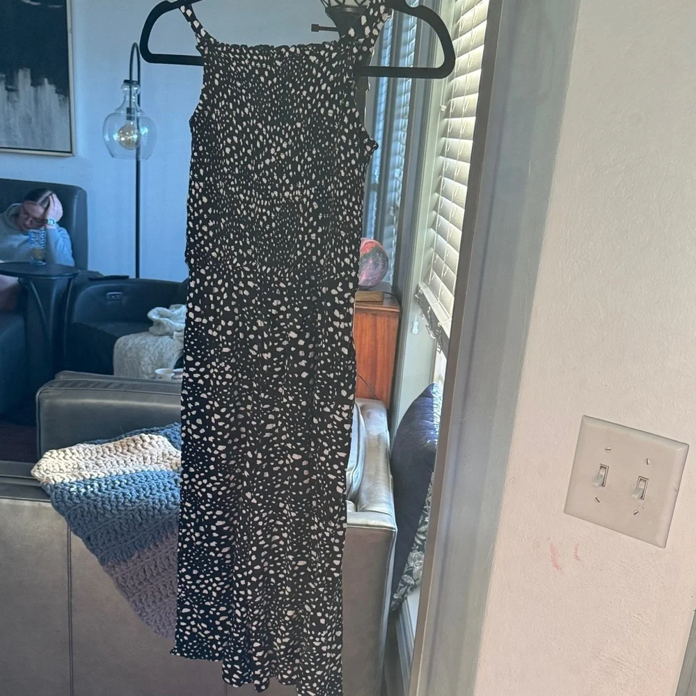 Justice Black and White Spotted Jumpsuit with pockets size 10
